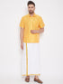 Men's Yellow Silk Blend Ethnic Shirt
